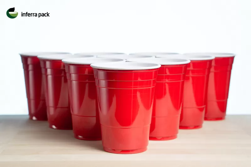 Disposable red-white party cups for events and celebrations