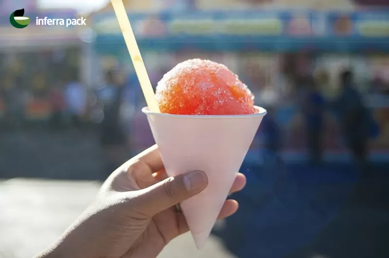 Disposable paper cone cups for cold drinks and ice cream