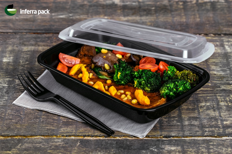 disposable black take away food container