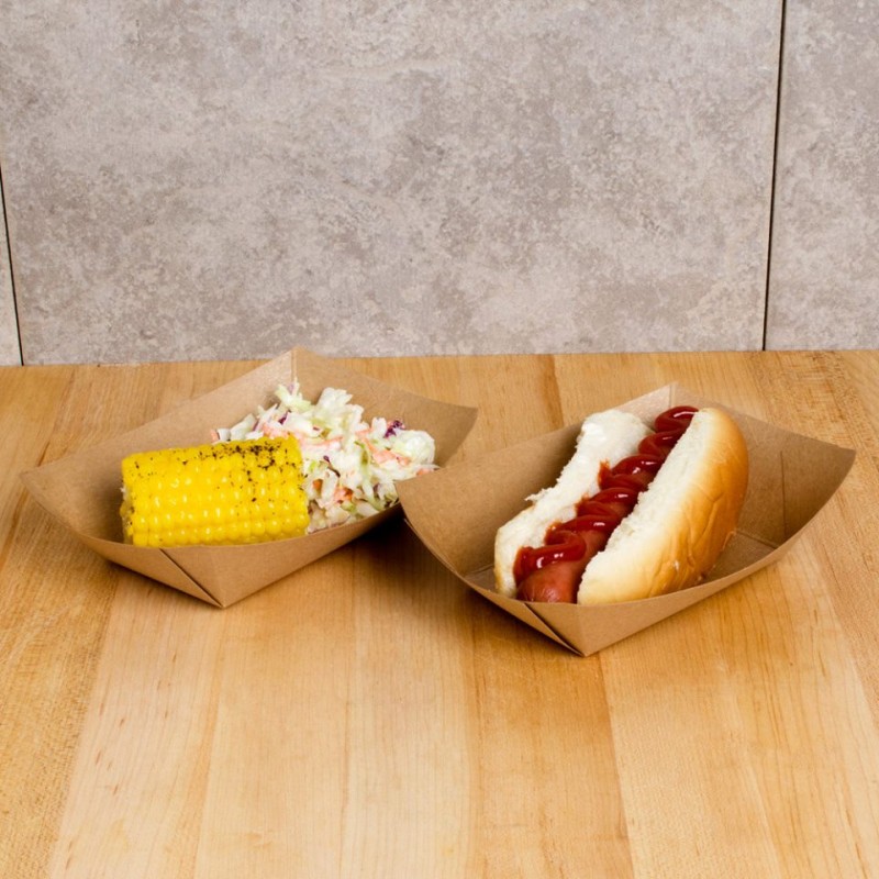 Disposable kraft trays for fast food and street food, kraft boats for food festivals