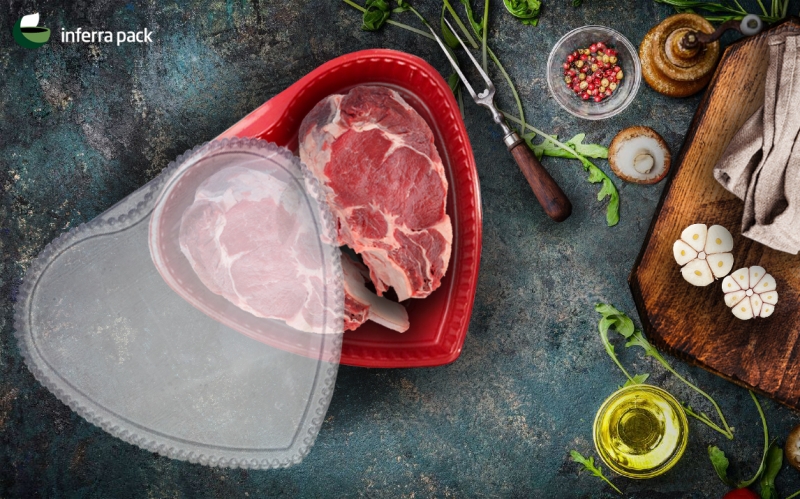 Heart shaped baking tray. Disposable tray for sushi sets and sushi packaging.