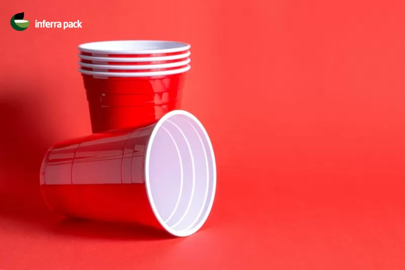 Red cups disposable for parties and events