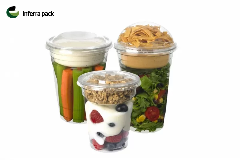 Disposable biodegradable cups for cold drinks and food To-Go and Take-Out.