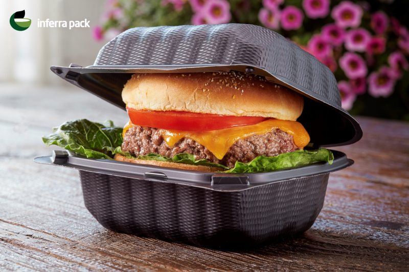 Eco higned lid container for burgers